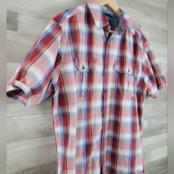 Woolrich Summer Plaid Cotton Button-Up Shirt Men's Size Large - Picture 11 of 16